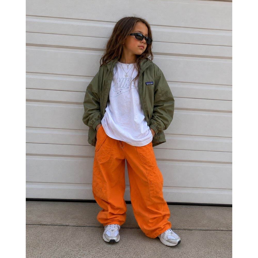 Tractr Kids Orange Cargo Pants Wide Leg Streetwear Size 7 NWT